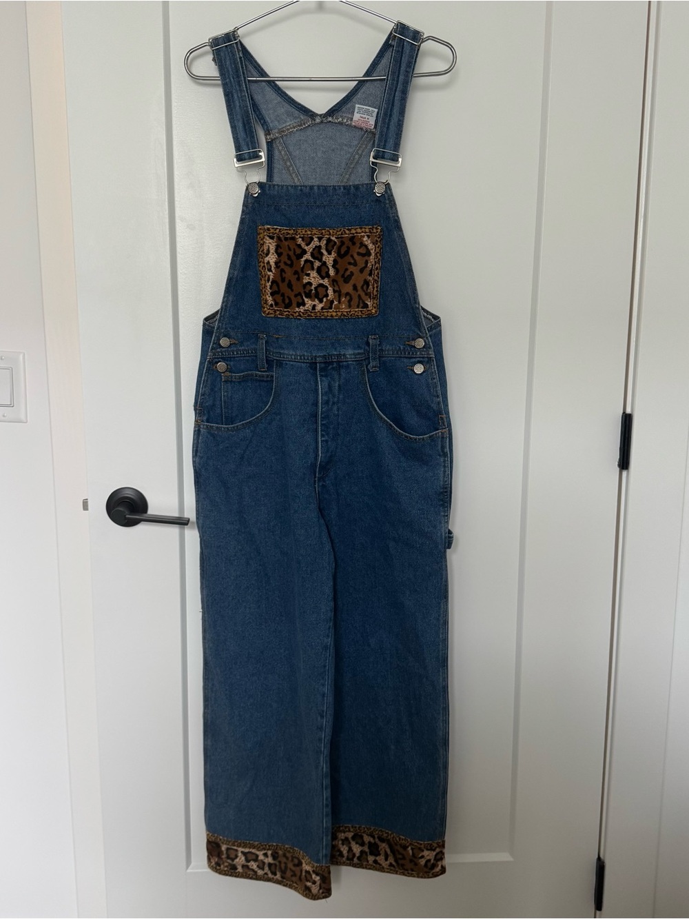 Vintage Watch LA Denim Bib Overalls Leopard Print Made in USA Size M